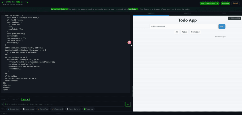 North Mini Code Demo